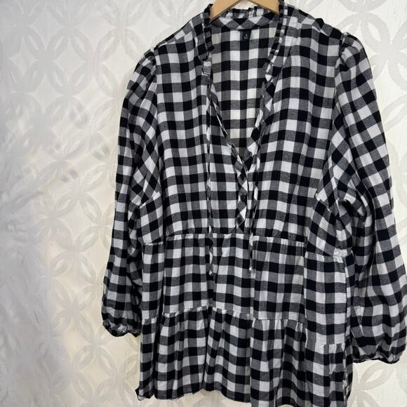 Torrid. Babydoll Brushed Flannel Ruffle Collar Top Size 3 - Picture 10 of 10